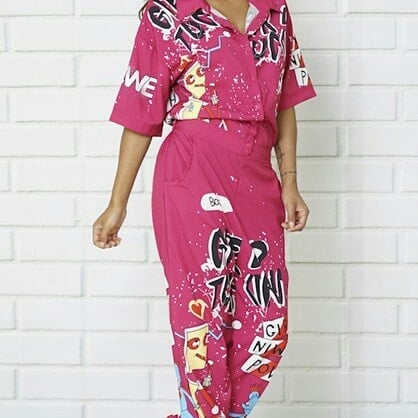 Image of  Fuchsia Printed Jumpsuit