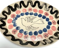 Image 8 of Dove small handbuilt and hand decorated earthenware oval plate