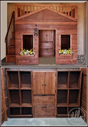 Image of Rustic Solid Wood Playhouse Bed