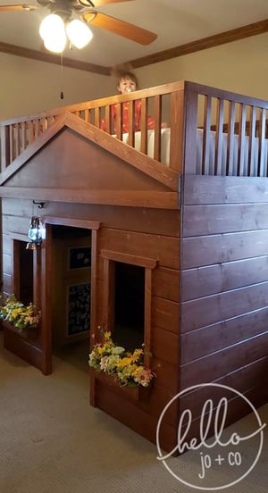 Image of Rustic Solid Wood Playhouse Bed