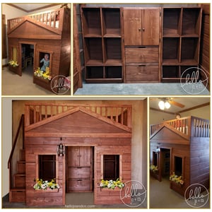 Image of Rustic Solid Wood Playhouse Bed