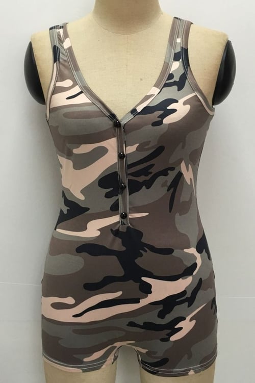 Image of Olive &Pink Camo Rompers