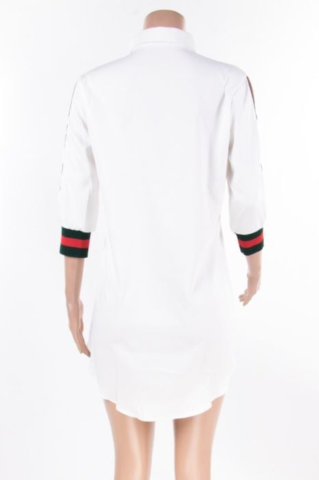 Image of White Button up T shirt Dress