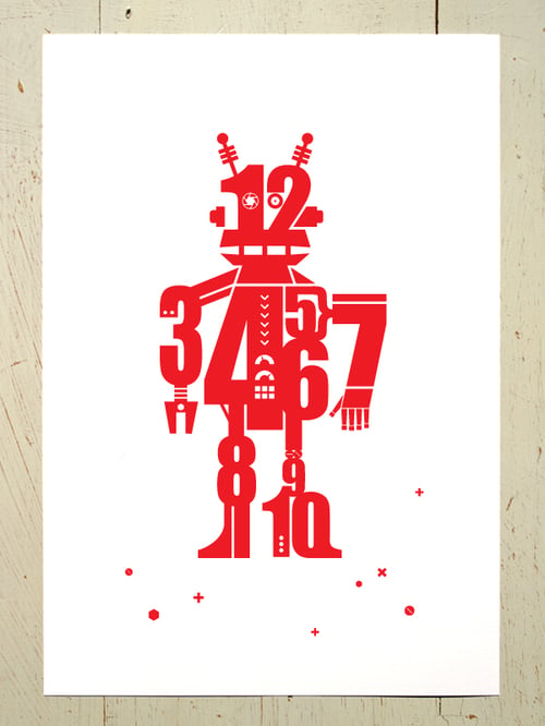 Image of Numbot (robot) A4 art print