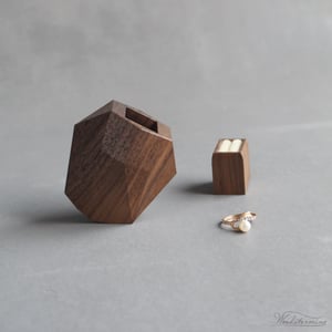 Image of Symmetrical faceted wood ring box - engagement ring box by Woodstorming - ready to ship