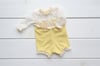 Olivia yellow romper and bonnet set / newborn size