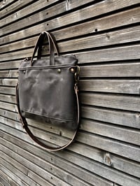 Image 4 of Briefcase / Satchel in waxed canvas and leather COLLECTION UNISEX