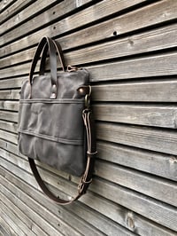 Image 3 of Briefcase / Satchel in waxed canvas and leather COLLECTION UNISEX
