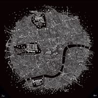 Image 1 of Typographic Street Map Of Central London (Black)