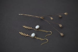 Image of *SALE* fern and pearl earrings (silver or 9ct gold)