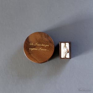 Image of Round engagement ring box with love qoute inlay - ready to ship