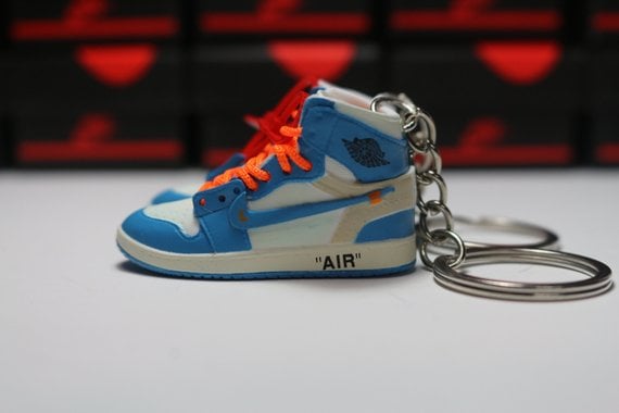 Image of  AJ1 "UNC OFF WHITE" Handmade 3D Sneaker Keychains