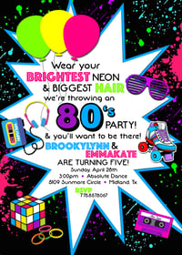 Neon 80s Party Invitation & Chalkboards