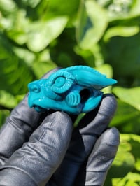 Image 2 of Small size Opaque Aqua solid DragonHead Pendant