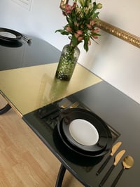 Image 2 of Black & Gold dining table with 6 chairs