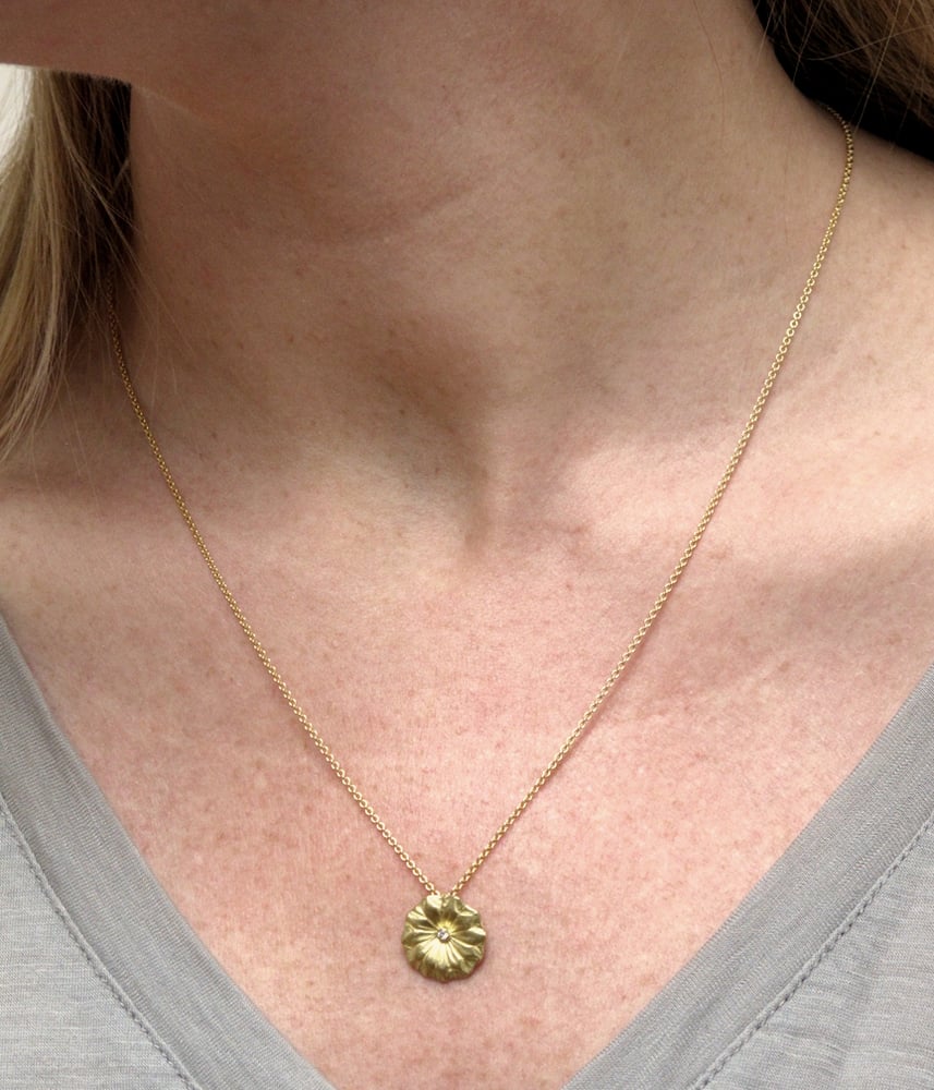 Image of Small Lotus Leaf Diamond Pendant 