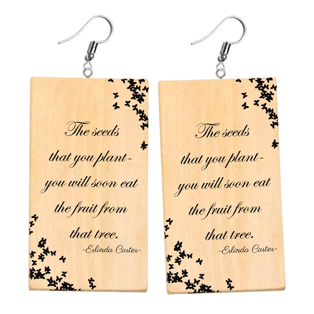 Image of Wooden Quote earrings "Fruit of the tree"