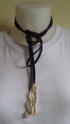 Multi-Wear Leather/Cowrie Shell Lariat Necklace 