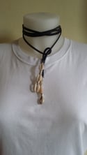 Multi-Wear Leather/Cowrie Shell Lariat Necklace 