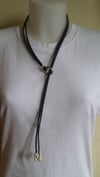 Leather Metal Looped Lariat With Cowrie Shell Pendant