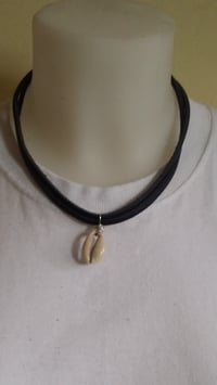 Image 1 of Leather Cowrie Shell Choker 