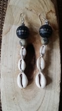 Cowrie Shell Drop Ear-Rings