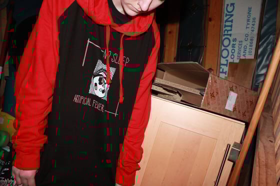 Image of Artificial fever logo black and red hoodie 