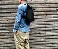 Image 4 of Vegan backpack in Piñatex™ and waxed canvas medium size with folded top