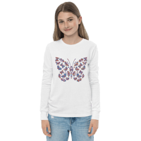 Image 4 of girls Youth long sleeve tee (Butterfly)