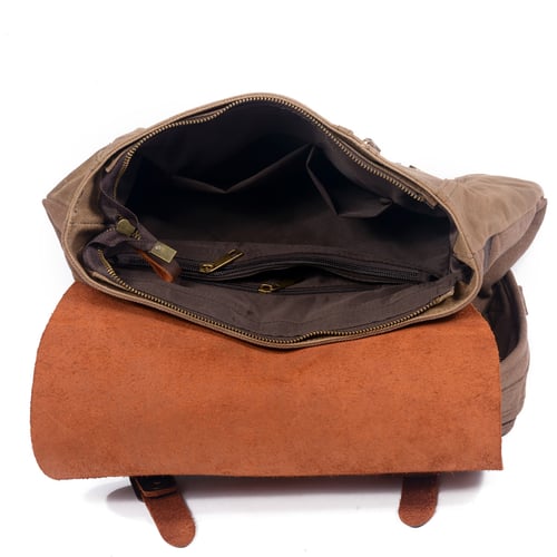 Image of Waterproof Waxed Canvas Leather Backpack Casual Backpack School Backpack 6659W