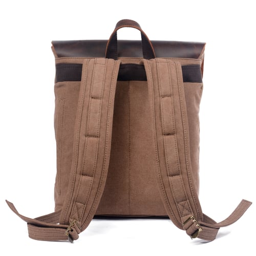 Image of Waterproof Waxed Canvas Leather Backpack Casual Backpack School Backpack 6659W