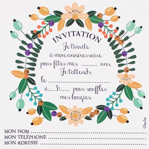 Image of Lot de 8 cartes d’Invitation Fleurs CHACHA CRÉA 