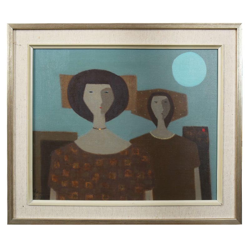 Image of Mid Century Oil, 'Two Woman,' Fabian Lundqvist