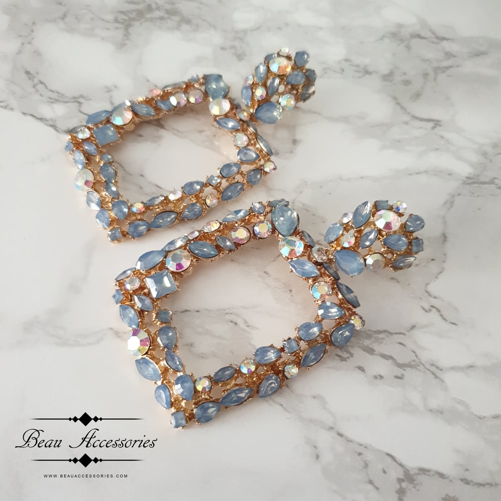 Image of Powder Blue Rhinestone Earrings