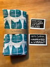 Cat Pattern (Turquoise) 100% Cotton Floursack Towel with hanging loop