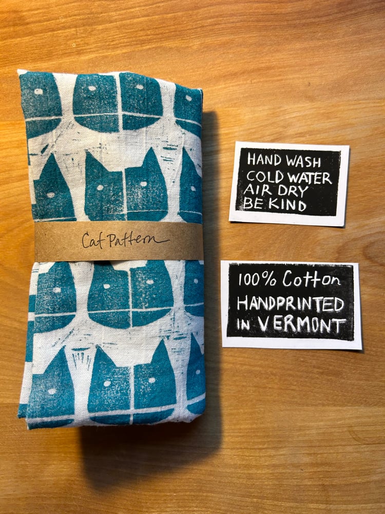 Cat Pattern (Turquoise) 100% Cotton Floursack Towel with hanging loop
