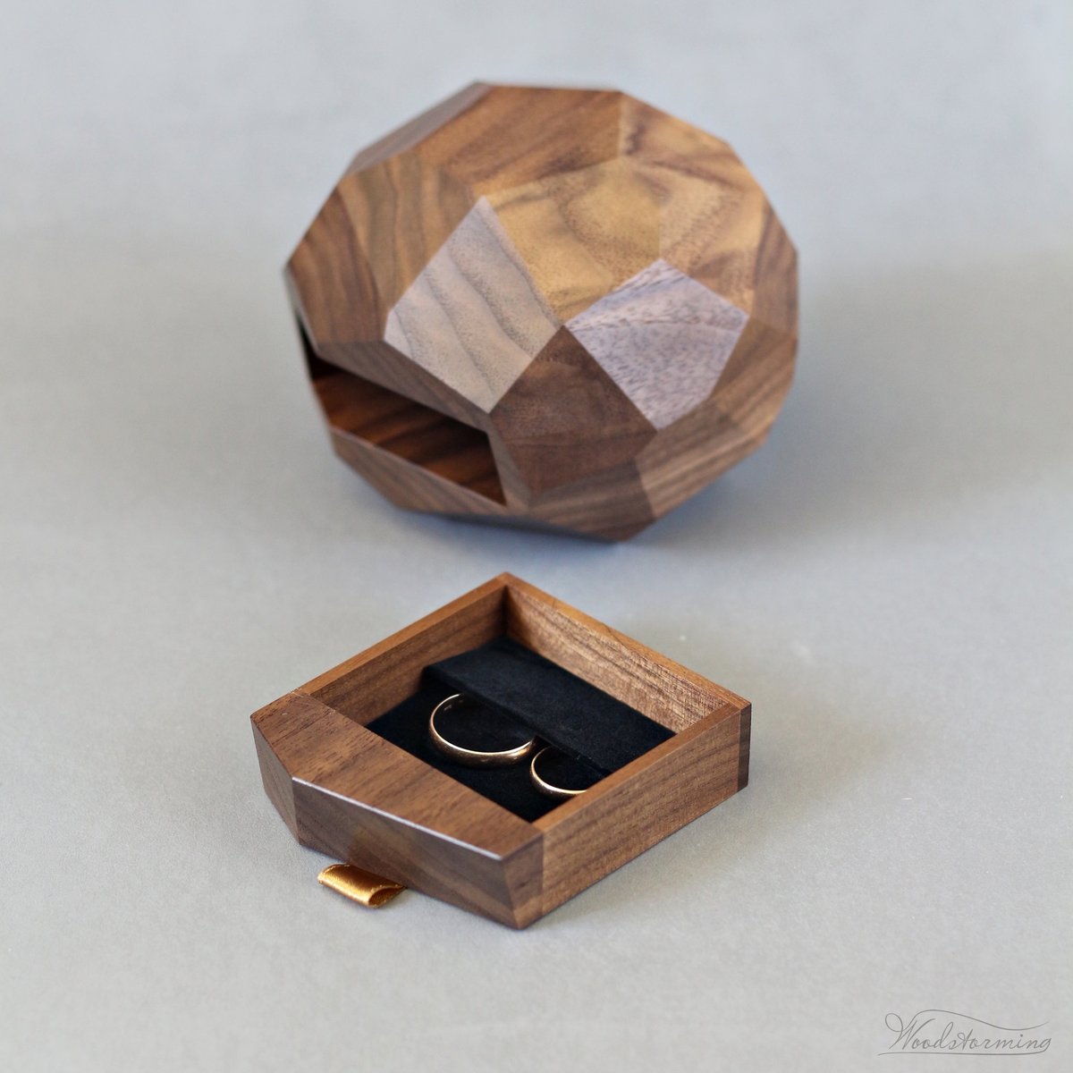 Woodstorming — Ring bearer box wooden wedding ring box