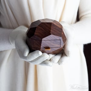 Image of Ring bearer box - wooden wedding ring box - large faceted ring box with a drawer by Woodstorming