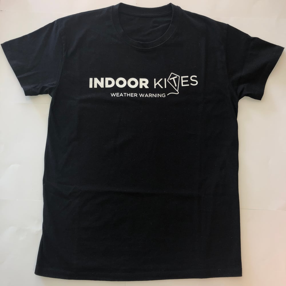Image of Indoor Kites Logo Black T-Shirt “weather warning”