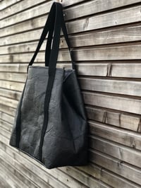 Image 1 of Vegan large tote bag in black Piñatex™ office tote laptop tote bag COLLECTION UNISEX