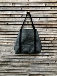 Image 4 of Vegan large tote bag in black Piñatex™ office tote laptop tote bag COLLECTION UNISEX