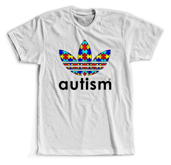 Image of Autism Adidas Theme White Unisex T-Shirt