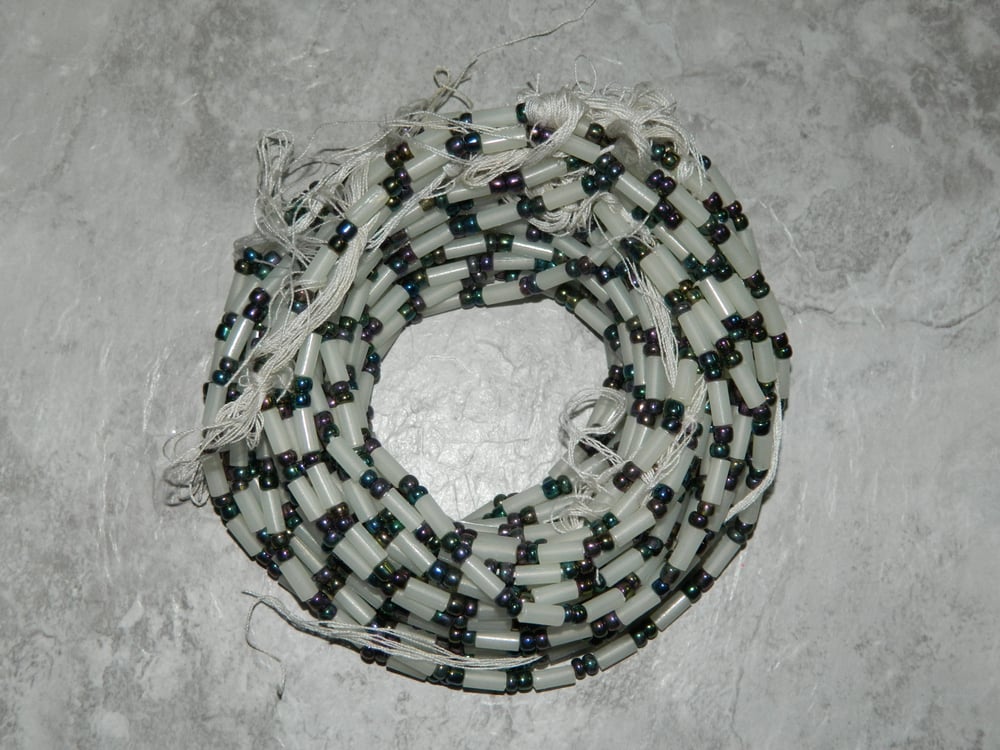 Image of White and Metallic Tie Waistbead 