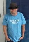 UNFUCK THE WORLD  MEN'S T-SHIRT OCEAN BLUE
