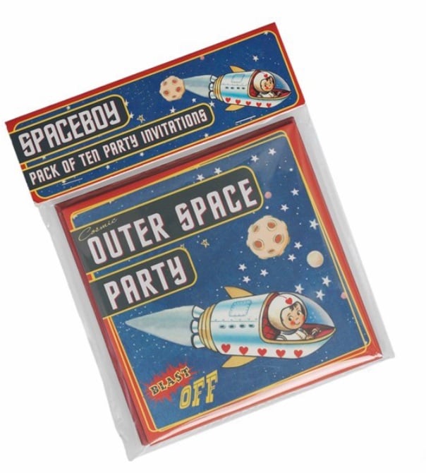 Image of Lot de 10 cartes d’invitation anniversaire Space Rex International 