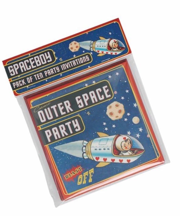 Image of Lot de 10 cartes d’invitation anniversaire Space Rex International 