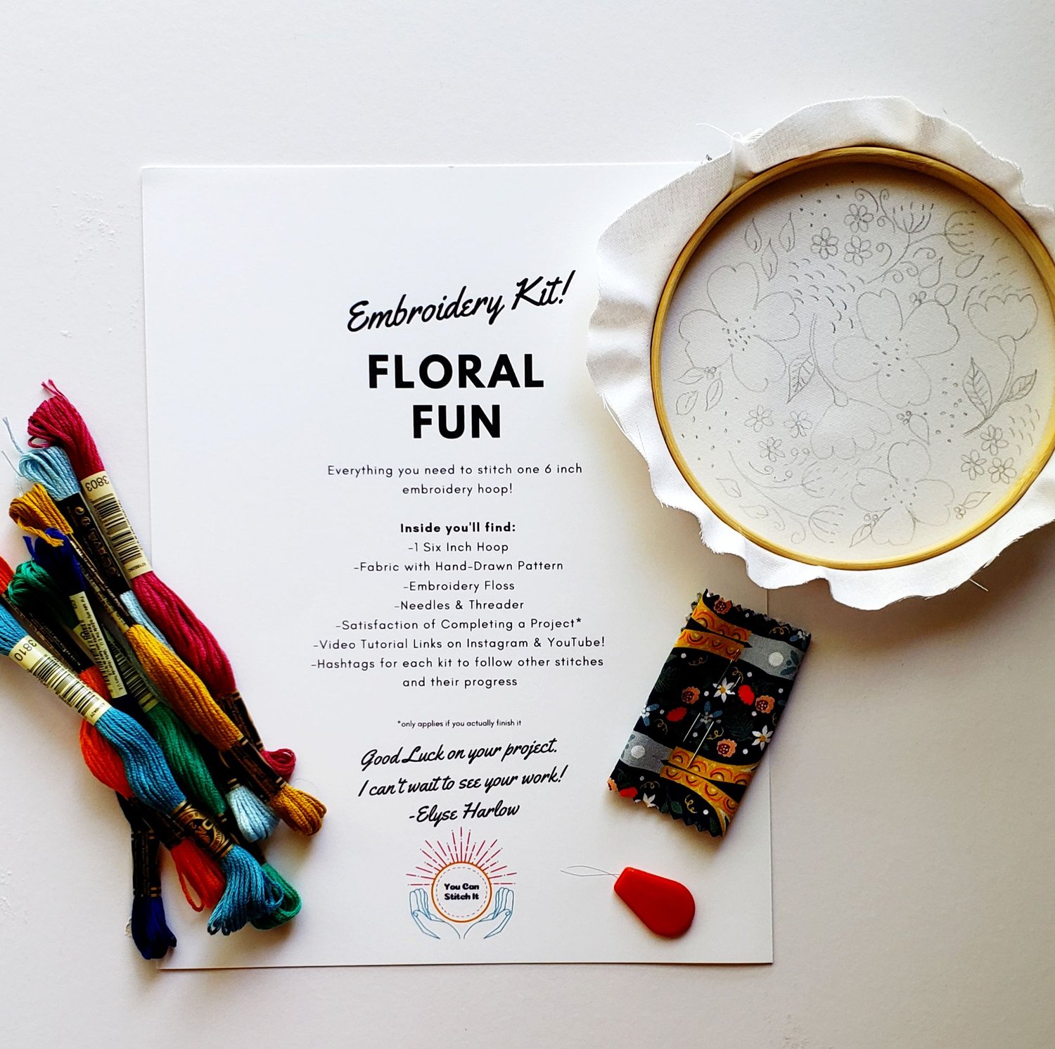 Image of FLORAL FUN EMBROIDERY KIT