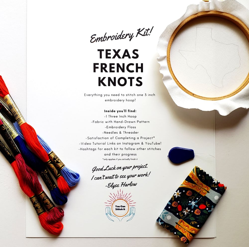 Image of TEXAS FRENCH KNOTS EMBROIDERY KIT