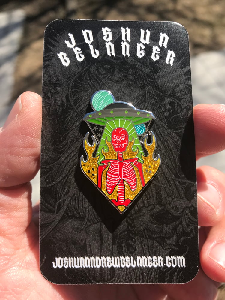 Image of Abduction Hard Enamel Pin 2.5" Black & Red