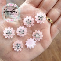 Baby pink carnations with diamantes and AB coating x 10